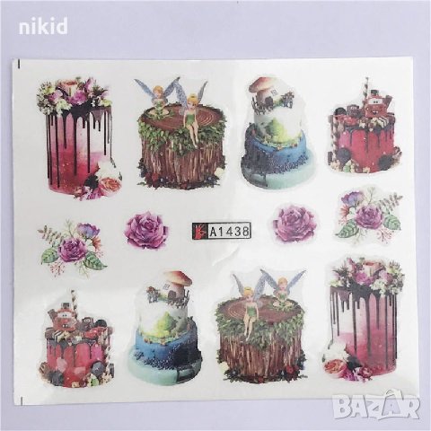 1438 торта с герои слайдер ваденки водни стикери за нокти маникюр татос