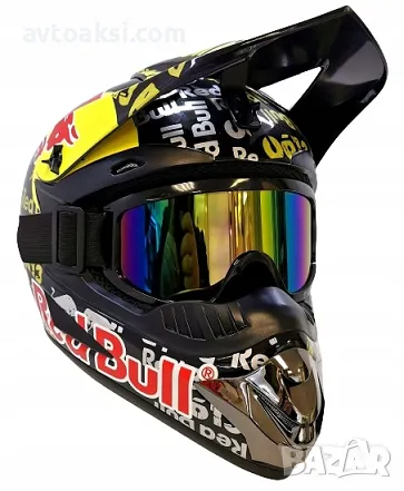 Каска Red Bull Крос Мотор/Скутер/Бъги/Вело/АТВ-+ очила -32153, снимка 2 - Аксесоари и консумативи - 49338974