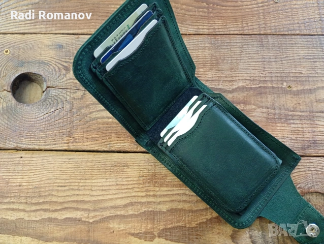 Ръчно изработен мъжки кожен портфейл , снимка 3 - Портфейли, портмонета - 54202572