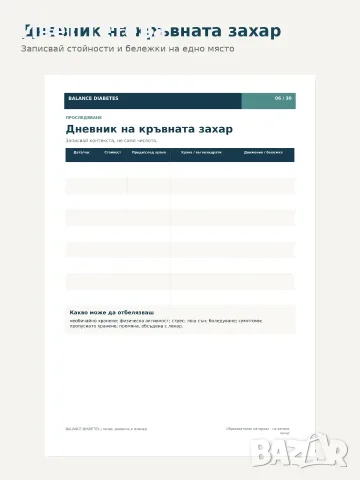 BALANCE DIABETES - планер за хора с диабет, 30 стр. PDF, снимка 2 - Други услуги - 55792457