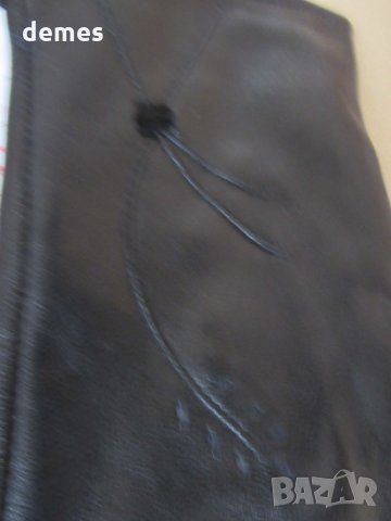 Черни дамски кожени ръкавици с подплата от естествена кожа, нови, снимка 3 - Ръкавици - 31594407