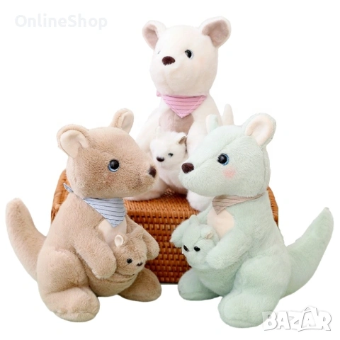 Кенгуру с бебе – Мека плюшена играчка 35см, снимка 12 - Плюшени играчки - 53276286