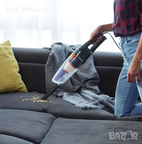 Прахосмукачка вертикална и ръчна 2в1 Rosberg, 600W, 0.8л., Циклон, Без торба, Черен/оранжев, снимка 3 - Прахосмукачки - 50052578