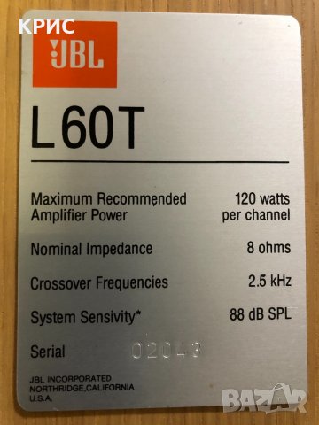 JBL L60T 2 Way speakers Made in USA, снимка 17 - Тонколони - 31275354
