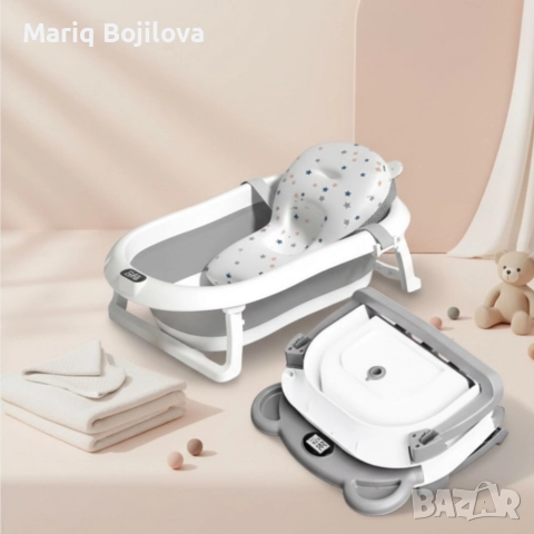 Сгъваема бебешка вана с термометър и възглавница, снимка 6 - Душ кабини и вани - 53002015