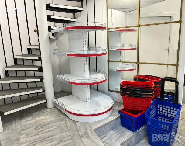 Търговско оборудване за хранителен магазин - стелажи, кошници, колички, снимка 13 - Стелажи и щандове - 49451376