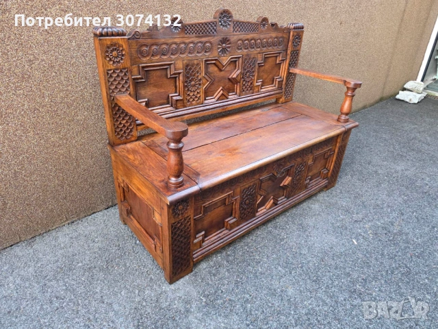 Уникална ретро пейка с дърворезба, снимка 7 - Други - 53569981