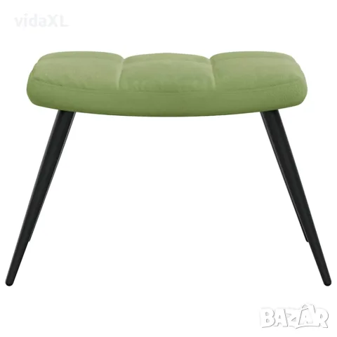 vidaXL Релаксиращ стол с табуретка, светлозелен, кадифе, снимка 7 - Столове - 56146938