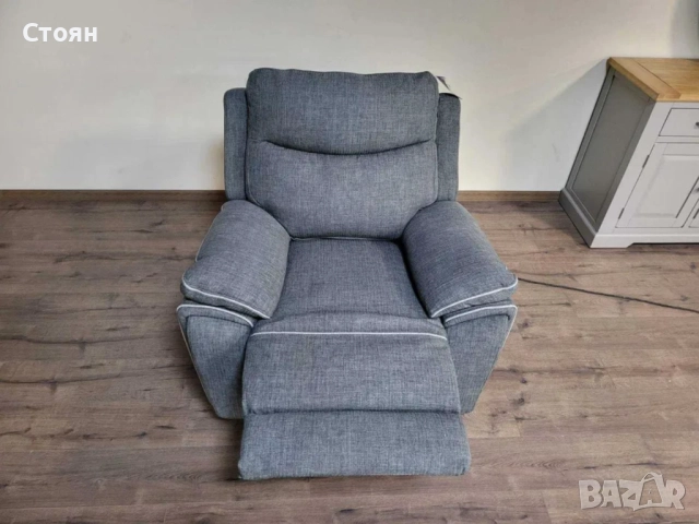 Сив фотьойл от плат с електрически релаксиращ механизъм, снимка 11 - Дивани и мека мебел - 51955597