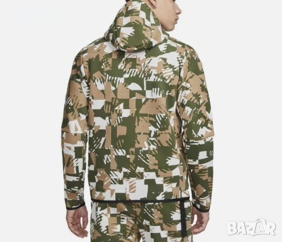 Мъжки комплект Nike Tech Fleece Camo Rough Green Bone - размер S, снимка 6 - Спортни дрехи, екипи - 50490811