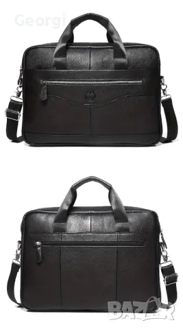Мъжка ежедневно/функционална бизнес чанта (за лаптоп 15,6”) Естествена кожа!, снимка 3 - Чанти - 49281787