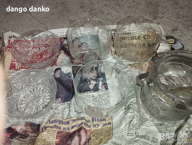 кристален комплект чаши, снимка 2 - Антикварни и старинни предмети - 54138311