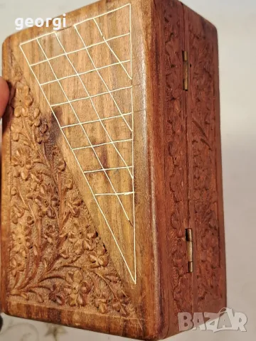 дървена кутия за бижута дърворезба 7/5, снимка 4 - Антикварни и старинни предмети - 49867917