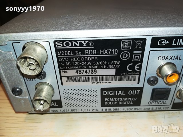 sony rdr-hx710 hdd/dvd recorder, снимка 17 - Плейъри, домашно кино, прожектори - 29088094