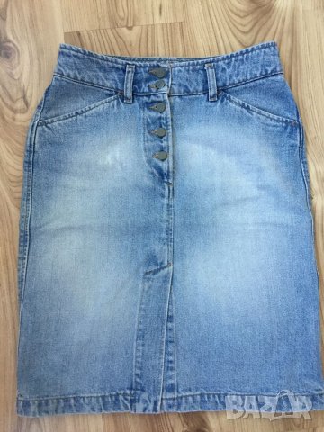  Дамска дънкова пола RIFLE оригинал, size 26 (XS,S), 100%памук, св. синя, НОВА, снимка 4 - Поли - 11049744