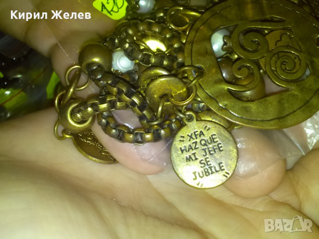 МАРКОВО ФРЕНСКО ВИНТИДЖ АРТ БРОНЗОВО с ПЕРЛИ ЗЛАТИСТО КОЛИЕ 4097, снимка 2 - Колиета, медальони, синджири - 29637363