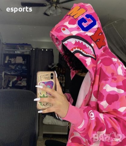 Суичър (блуза с качулка) Bape A Bathing Ape Pink Camo M L XL 2XL розов, снимка 5 - Суичъри - 36744454