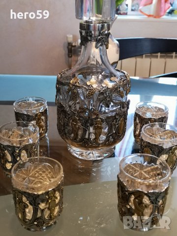 Руски сребърен 84 комплект-сет(сребро,кристал)сребърна кана,чаша,сребро 84, снимка 15 - Антикварни и старинни предмети - 32123914