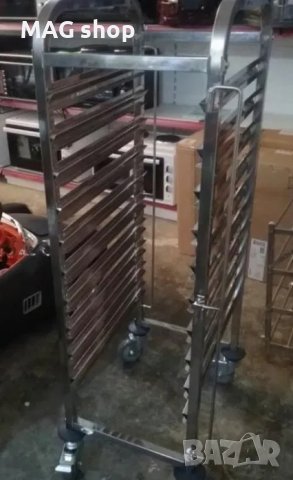 ПРОМО! Количка за тави Неръждаема стомана с колела РАЗЛИЧНИ РАЗМЕРИ, снимка 4 - Обзавеждане на кухня - 44343406