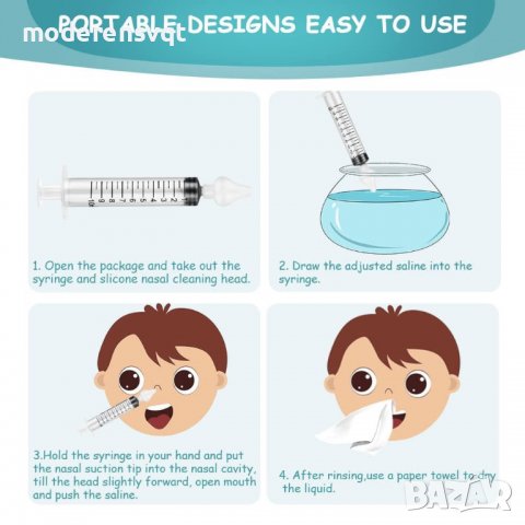 Детска спринцовка иригатор за нос к-т 2 броя, снимка 2 - Хигиенни препарати - 39782286