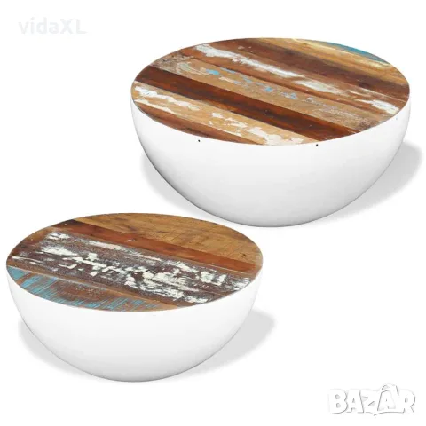 vidaXL Комплект кафе маси форма на купа 2 бр регенерирано дърво масив