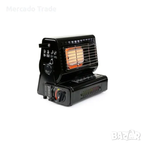 Комплект газов котлон и печка с 1 бутилка Mercado Trade, Пиезо запалване, 2 в 1, Черен