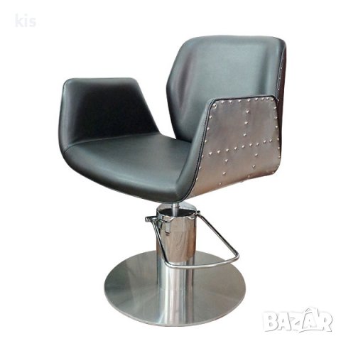 Ефектен метален фризьорски стол в черно HA295, снимка 1