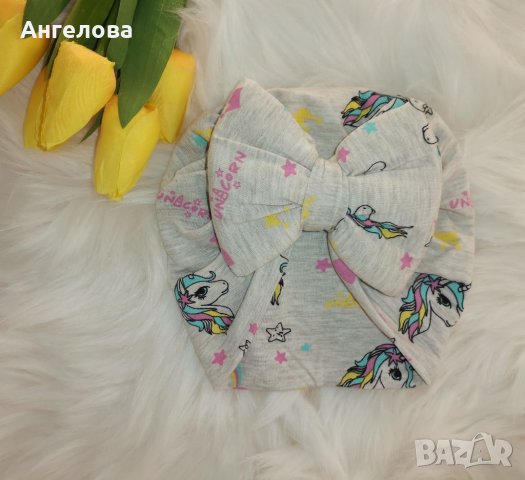 Шапка тюрбан с панделка 0-6м , снимка 4 - Бебешки шапки - 36451676