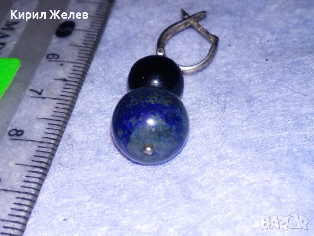 СКЪПОЦЕННА СРЕБЪРНА ВИНТИДЖ АРТ ОБЕЦА СРЕБРО 925 АНГЛИЯ с ШЛИФОВАН ЛАЗУРИТ и ЧЕРЕН ОНИКС 37681, снимка 9 - Обеци - 40770789