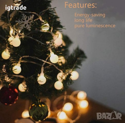 10м 80бр. LED сфери - на батерии - декорация - осветление лента, снимка 7 - Декорация за дома - 39285838