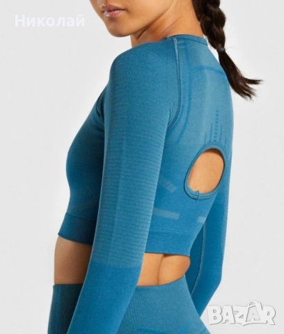 gymshark geo seamless long sleeve crop top, снимка 16 - Спортни екипи - 37042234