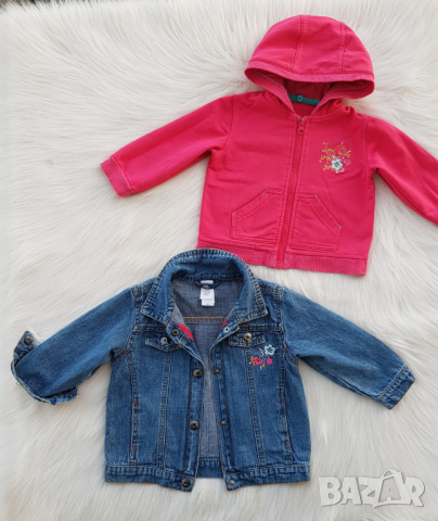  Детско дънково яке с подплата суичър 2в1 размер 9-12 месеца, снимка 6 - Бебешки якета и елеци - 44923103