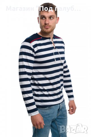 Нова мъжка моряшка блуза с дълъг ръкав с връзки, снимка 6 - Блузи - 27778277