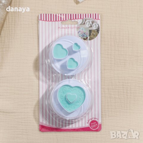 3085 Комплект резци с бутало Сърца, 2 броя, снимка 4 - Форми - 37907972