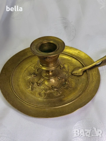Бронзов настолен свещник "Рефлектор", снимка 2 - Антикварни и старинни предмети - 54280622