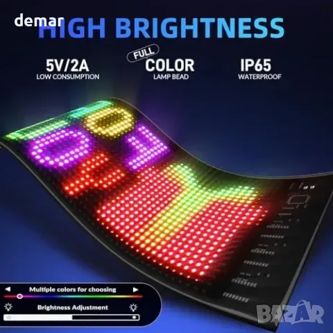 Двоен ред LED табло за съобщения, Bluetooth, USB 5V/2A, снимка 7 - Друга електроника - 55871270