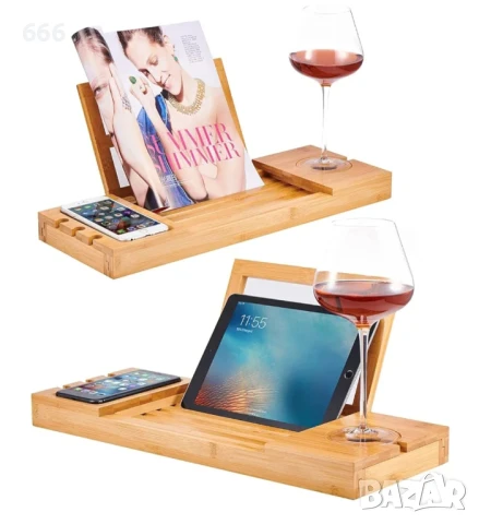 Елегантна тава за вана, изработена от бамбук, снимка 3 - Други стоки за дома - 51360276