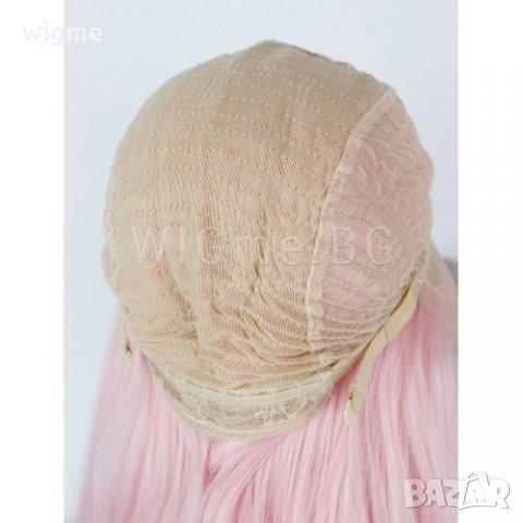 Дълга права розова лейс фронт перука Роузи, снимка 7 - Аксесоари за коса - 26778351