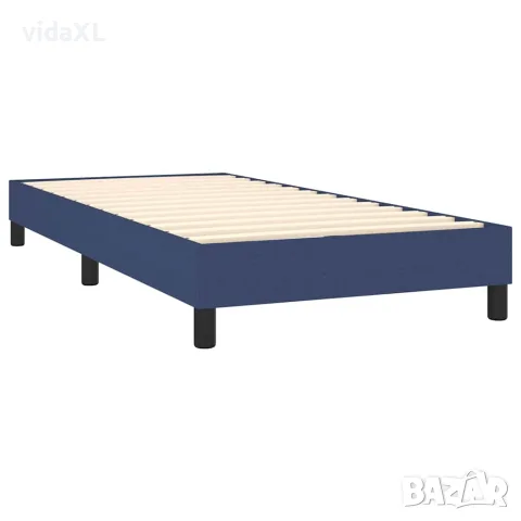 vidaXL Боксспринг легло с матрак и LED, синя, 90x200 см, плат, снимка 5 - Спални и легла - 56146652