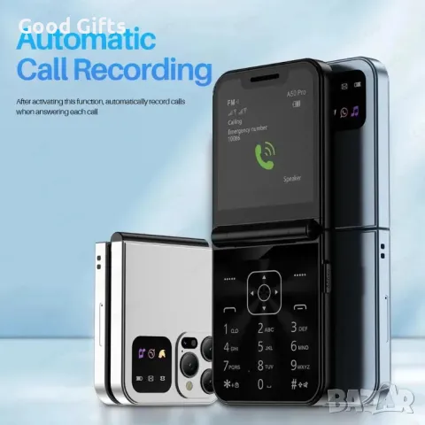Сгъваем Телефон Mini Flip A50 Smart Phone с 2 SIM карти Мини Телефон GSM, снимка 11 - Други - 48075278