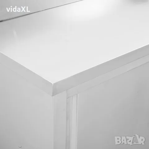vidaXL Работна маса с плъзгащи врати, 120x50x(95-97) см, инокс, снимка 4 - Работни маси и бюра - 56147594