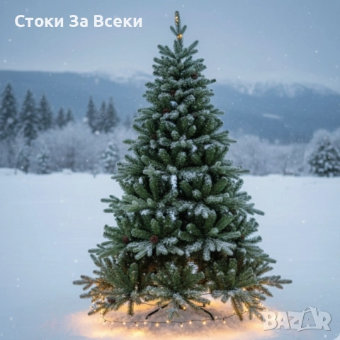 Коледна елха с шишарки и метална стойка – естествена визия, снимка 2 - Декорация за дома - 52339240