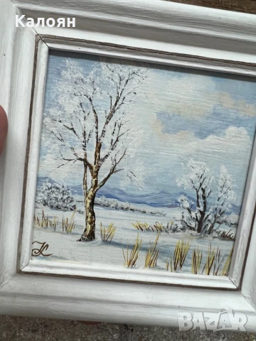 Картина пейзаж с маслени бои 13х13 см, снимка 8 - Други - 51061181