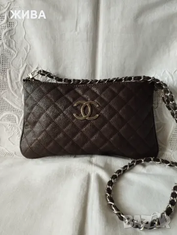 Кафява дамска чанта през рамо, снимка 2 - Чанти - 48021793