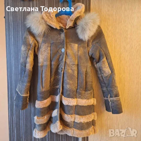 Луксозно кожено палто за момиче, естествена овча кожа (6-8 год.)