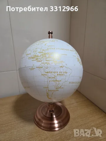Чисто нов глобус Exerz 20cm в бяло и златисто, модел Metallic Golden World Globe , снимка 2 - Други стоки за дома - 56075590