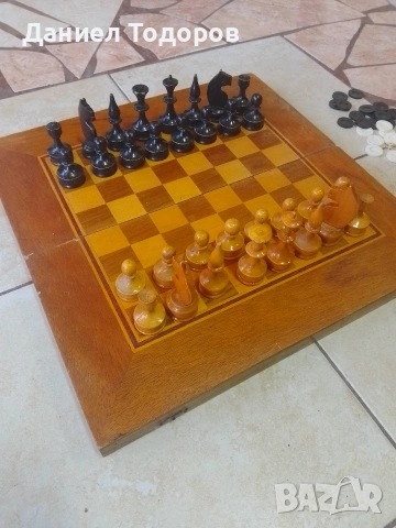 Стар Дървен Шах - Табла.Размери - 36х 36см., снимка 2 - Шах и табла - 54112491