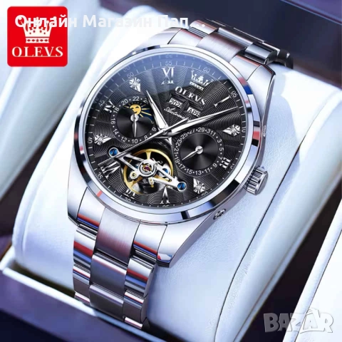 OLEVS 7028 Автоматичен Луксозен Часовник Турбийон, снимка 7 - Мъжки - 52426735