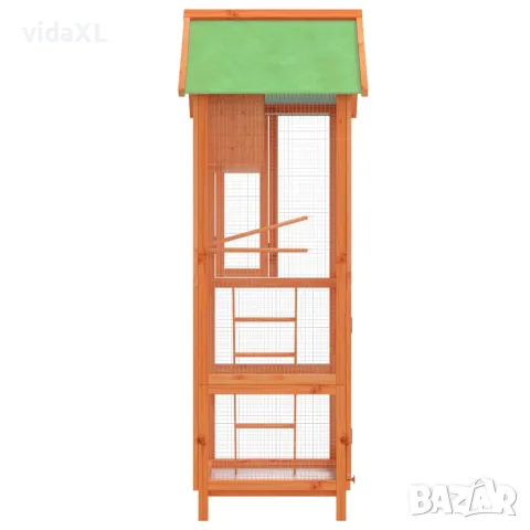 vidaXL Къщичка за птици кафява 60x58,5x160 см масивна чамова дървесина, снимка 5 - За птици - 56146308