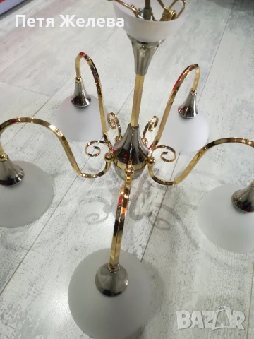 Полилей метал и стъкло/5 осветителни тела/-Австрия , снимка 8 - Полилеи - 50724465